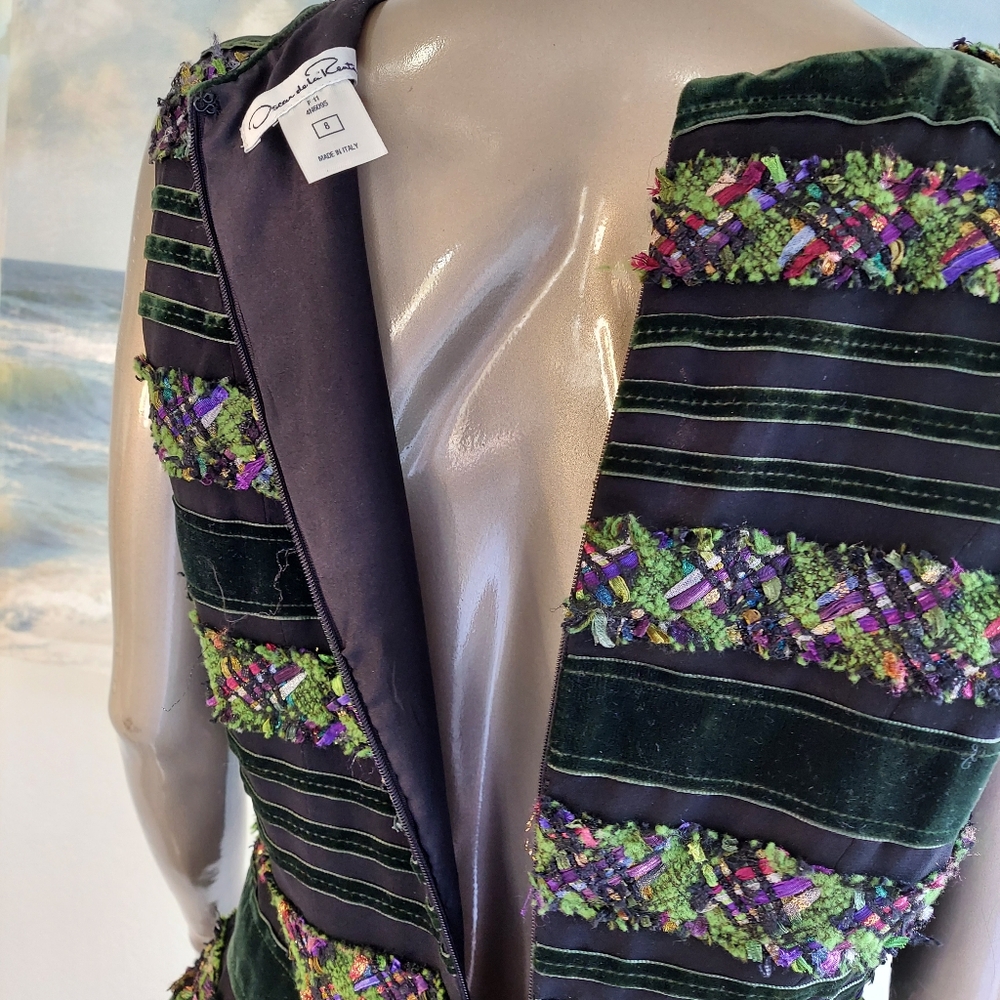 ○$4,000 OSCAR DE LA RENTA BLACK SILK VELVET BEAD EMBROID RUNWAY DRESS US 8 - Picture 8 of 11